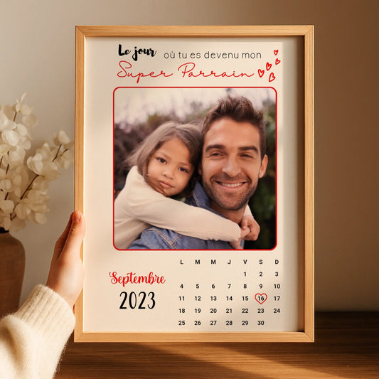 Affiche personnalisée - Parrain Calendrier avec photo - Cadeau personnalisé parrain 