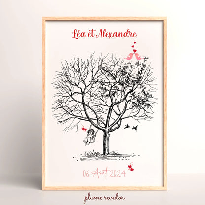 Affiche personnalisée - Mariage Arbre à empreintes