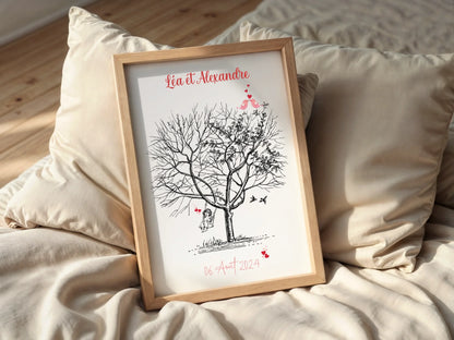 Affiche personnalisée - Mariage Arbre à empreintes