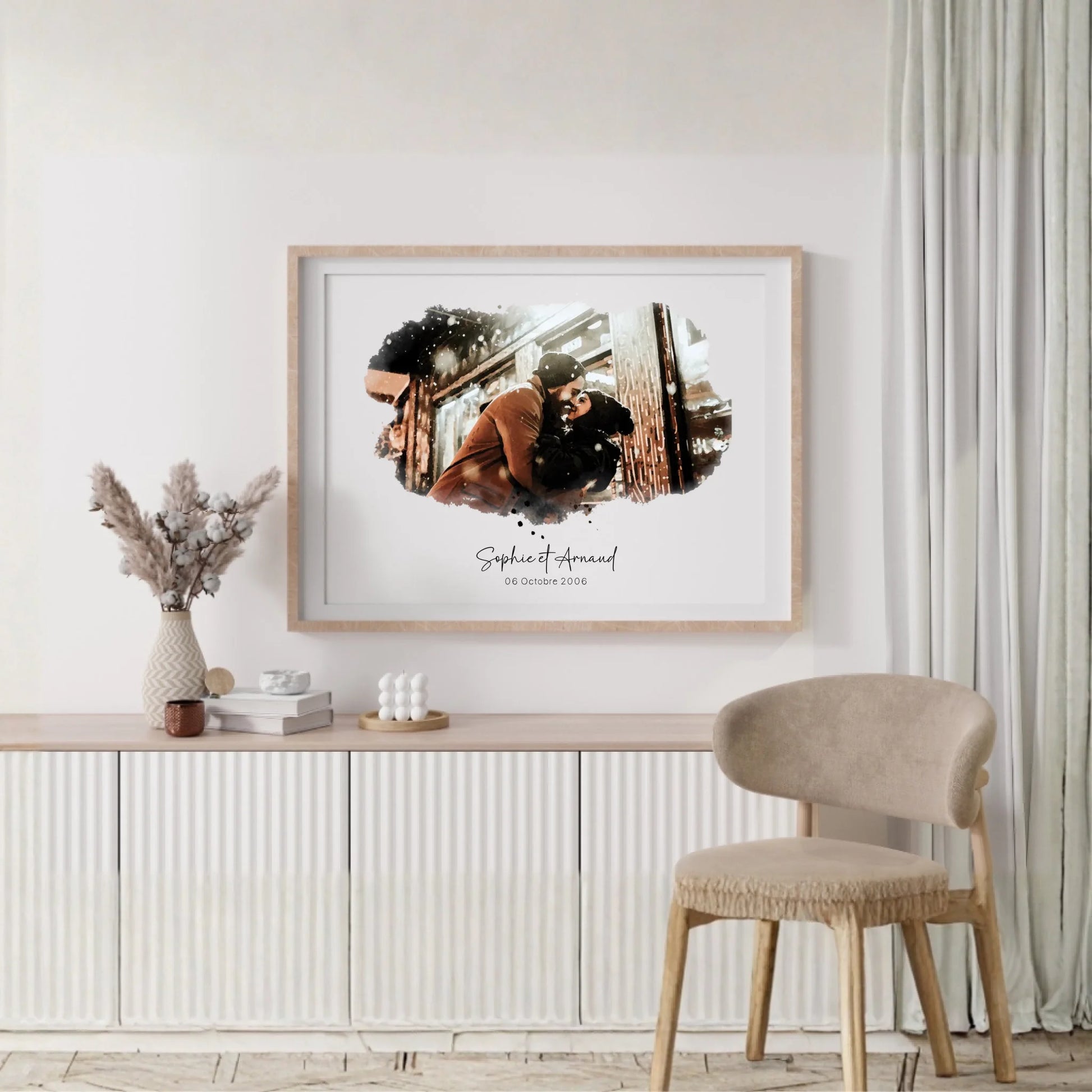 Affiche personnalisée - Couple Aquarelle Prénom et date