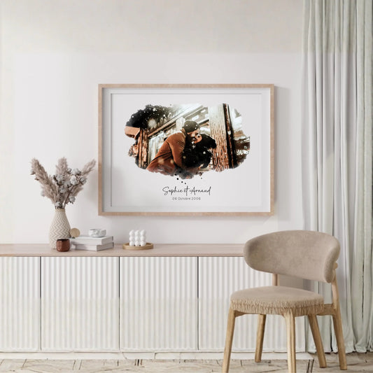 Affiche personnalisée - Couple Aquarelle Prénom et date
