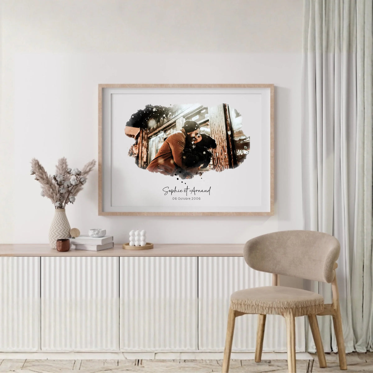 Affiche personnalisée - Couple Aquarelle Prénom et date