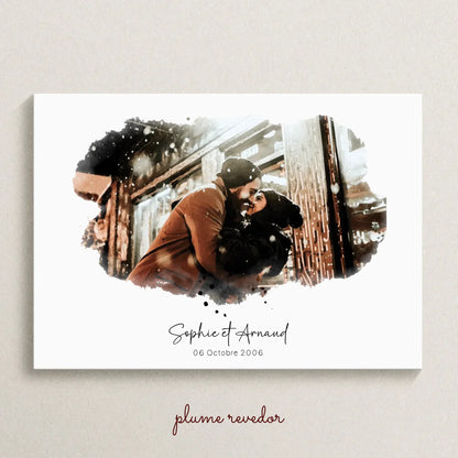 Affiche personnalisée - Couple Aquarelle Prénom et date