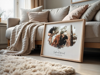 Affiche personnalisée - Couple Aquarelle Prénom et date