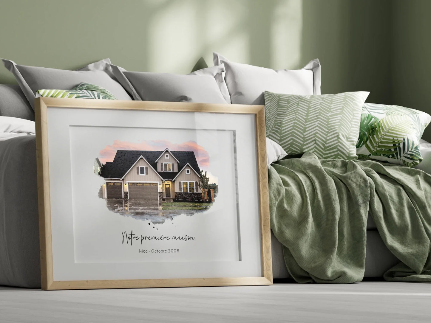 Affiche personnalisée - Maison Aquarelle à partir d'une photo - idée cadeau Pendaison de crémaillère