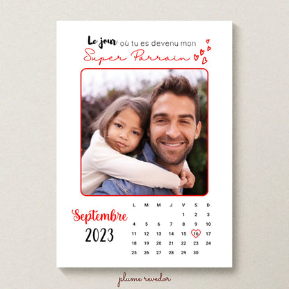 Affiche personnalisée - Parrain Calendrier avec photo - Cadeau personnalisé parrain 