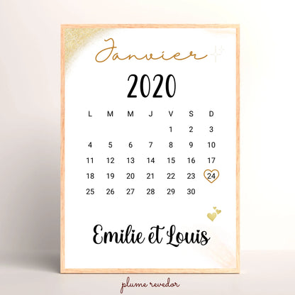 Affiche couple Personnalisée - Calendrier date de rencontre