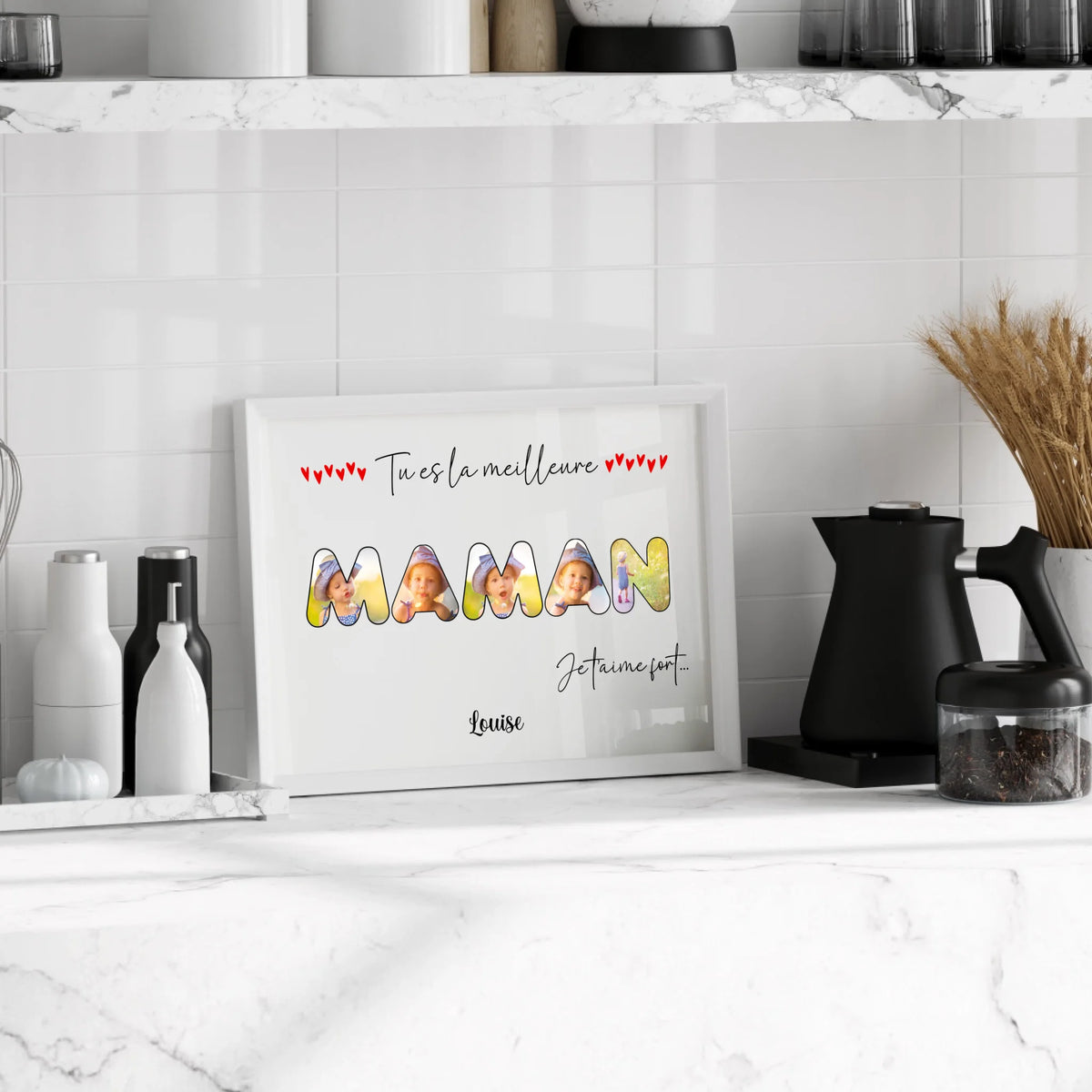 Affiche personnalisée - Mot Maman avec photos - Cadeau maman - Cadeau fête des mères
