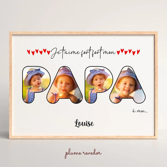 Affiche personnalisée - Mot Papa avec Photos