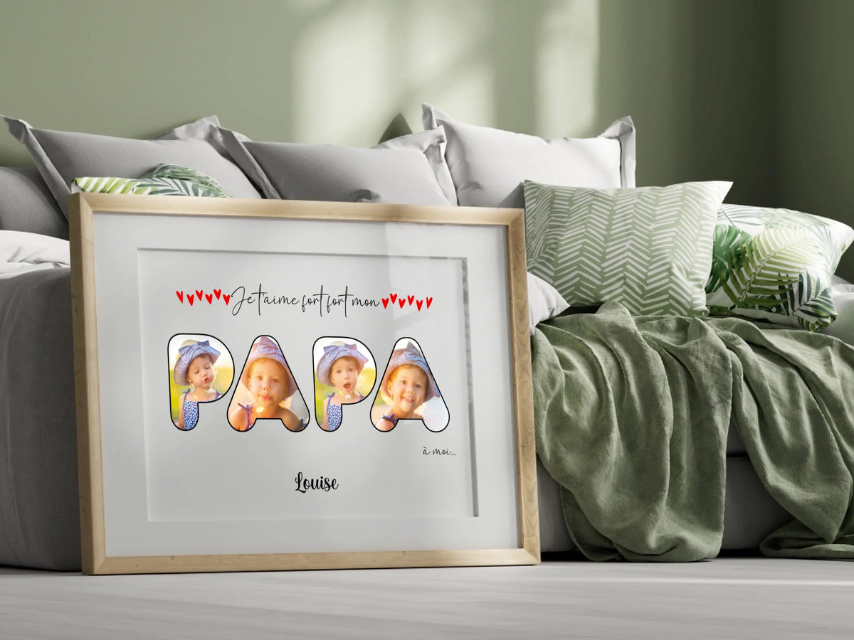 Affiche personnalisée - Mot Papa avec Photos
