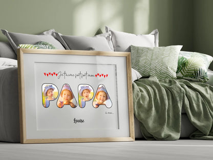Affiche personnalisée - Mot Papa avec Photos