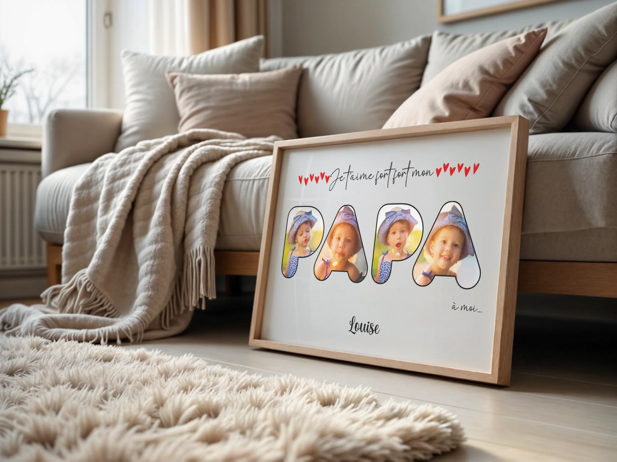 Affiche personnalisée - Mot Papa avec Photos