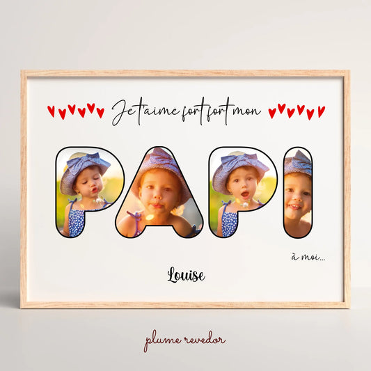 Affiche personnalisée - Mot Papi avec photos