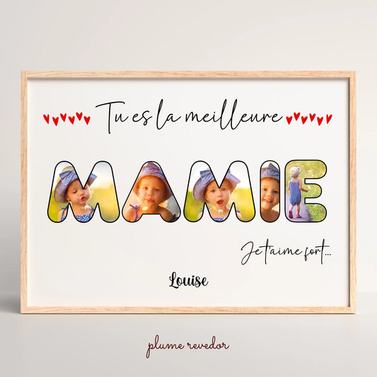 Affiche personnalisée - Mot Mamie avec Photos