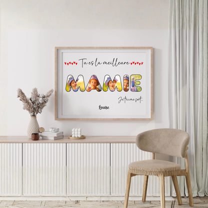 Affiche personnalisée - Mot Mamie avec Photos