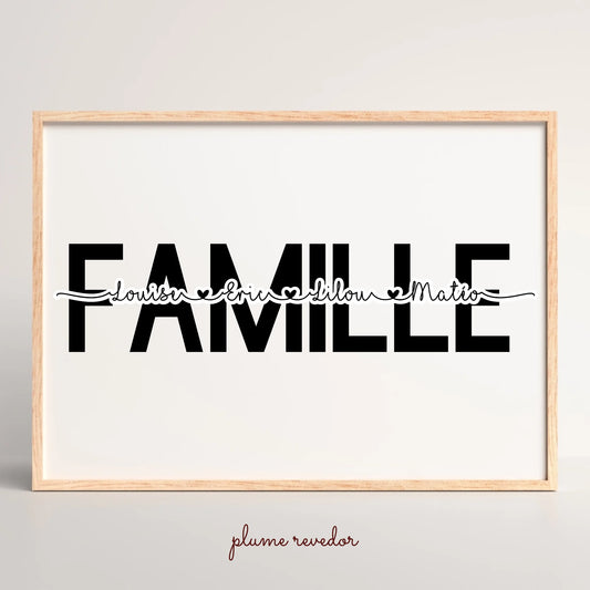 Affiche personnalisée - Famille MOT avec prénoms
