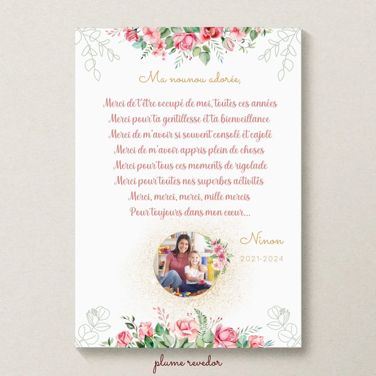 Affiche personnalisée - Nounou ou Crèche avec Texte et photo