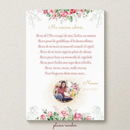 Affiche personnalisée - Nounou ou Crèche avec Texte et photo