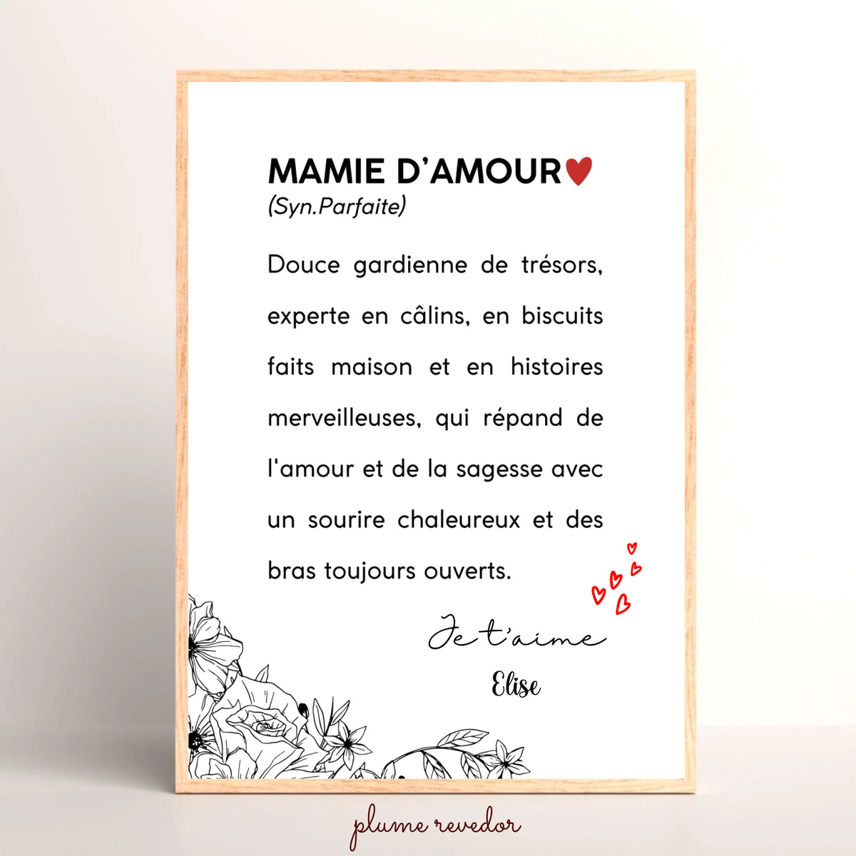 Affiche Personnalisée Mamie Définition - cadeau personnalisé mamie