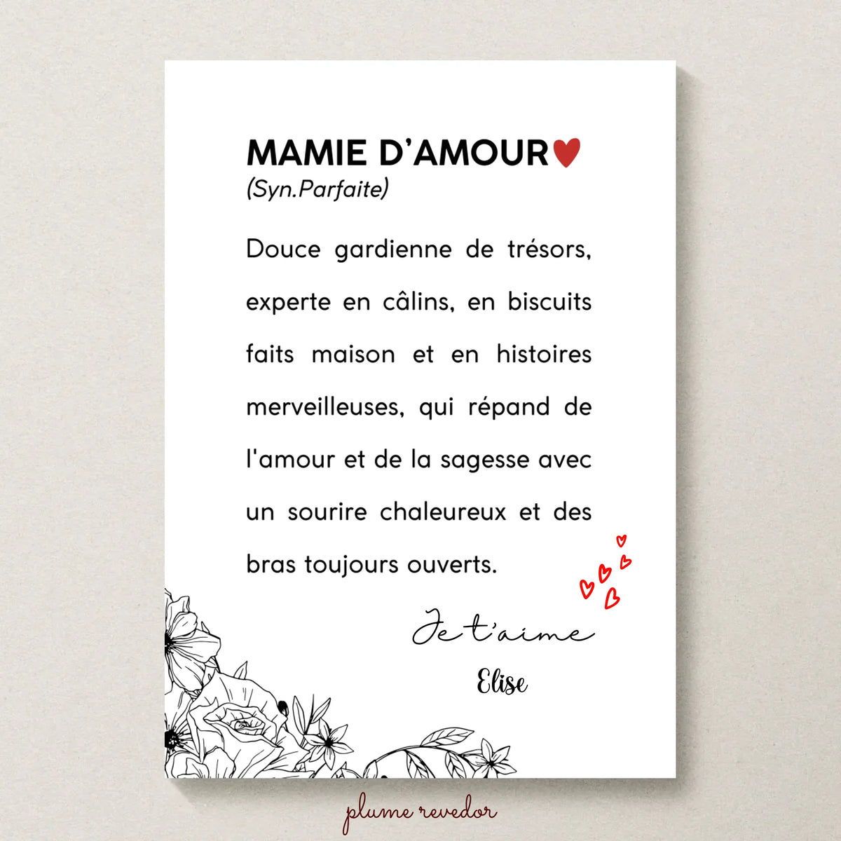 Affiche Personnalisée Mamie Définition - cadeau personnalisé mamie