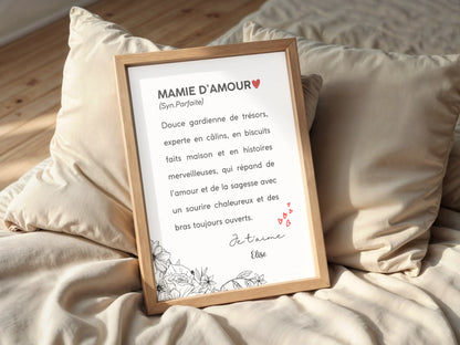 Affiche Personnalisée Mamie Définition - cadeau personnalisé mamie