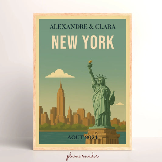 Affiche personnalisée New York – Statue de la Liberté vintage