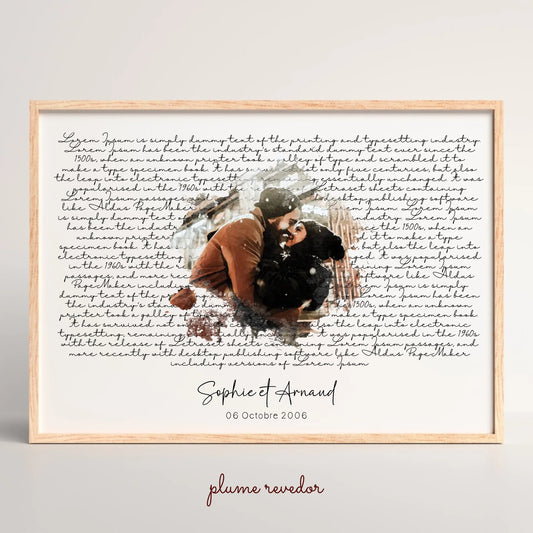 Affiche personnalisée - Couple aquarelle Paroles de chanson, prénoms et date - cadeau personnalisé couple