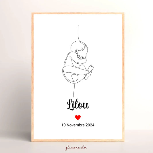 Affiche personnalisée Naissance minimaliste Art Line