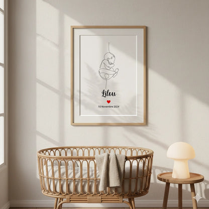 Affiche personnalisée Naissance minimaliste Art Line