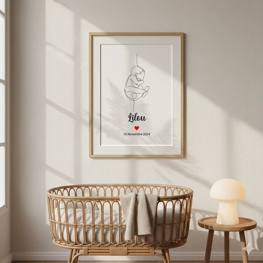 Affiche personnalisée Naissance minimaliste Art Line