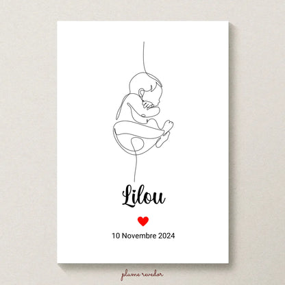 Affiche personnalisée Naissance minimaliste Art Line