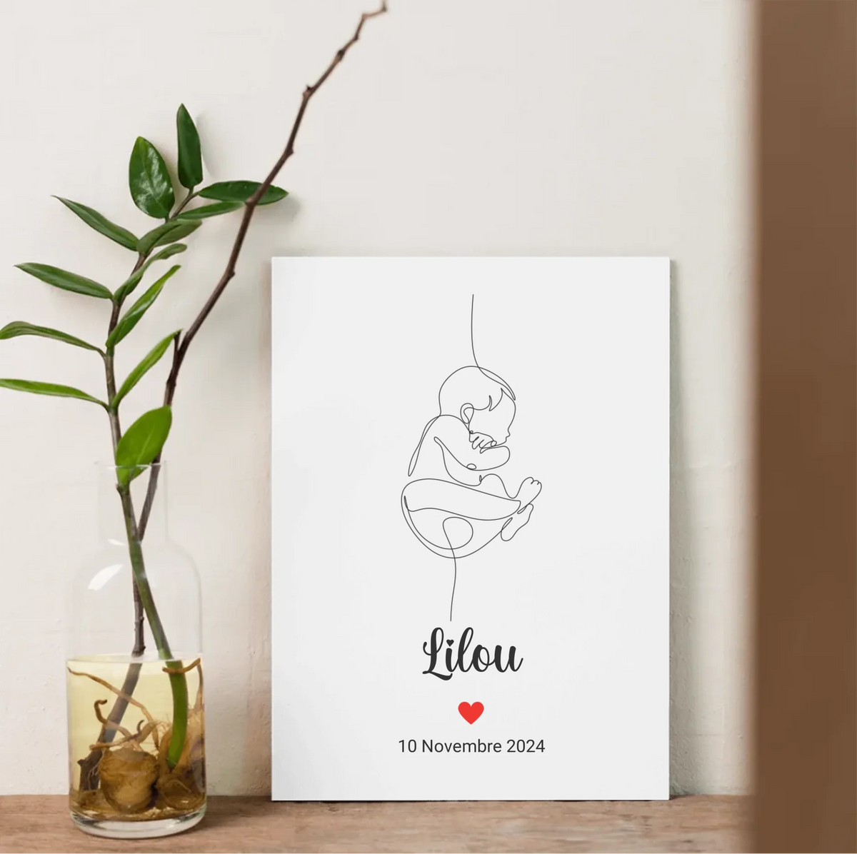 Affiche personnalisée Naissance minimaliste Art Line