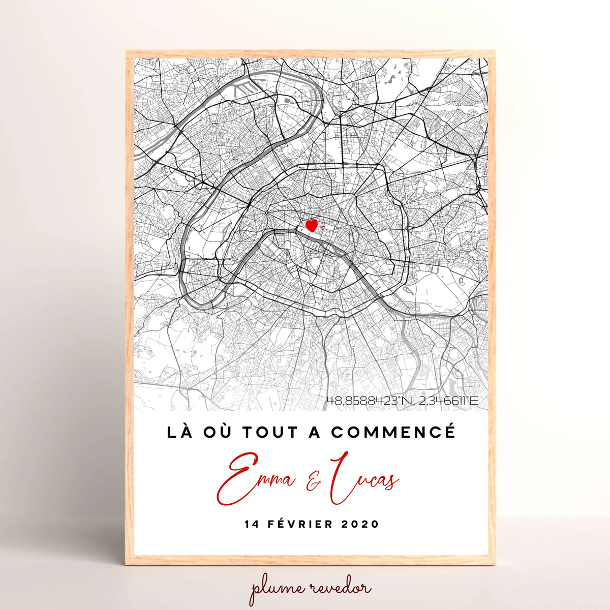Affiche Couple Personnalisée Lieu de Rencontre - Carte "Là où tout a commencé"