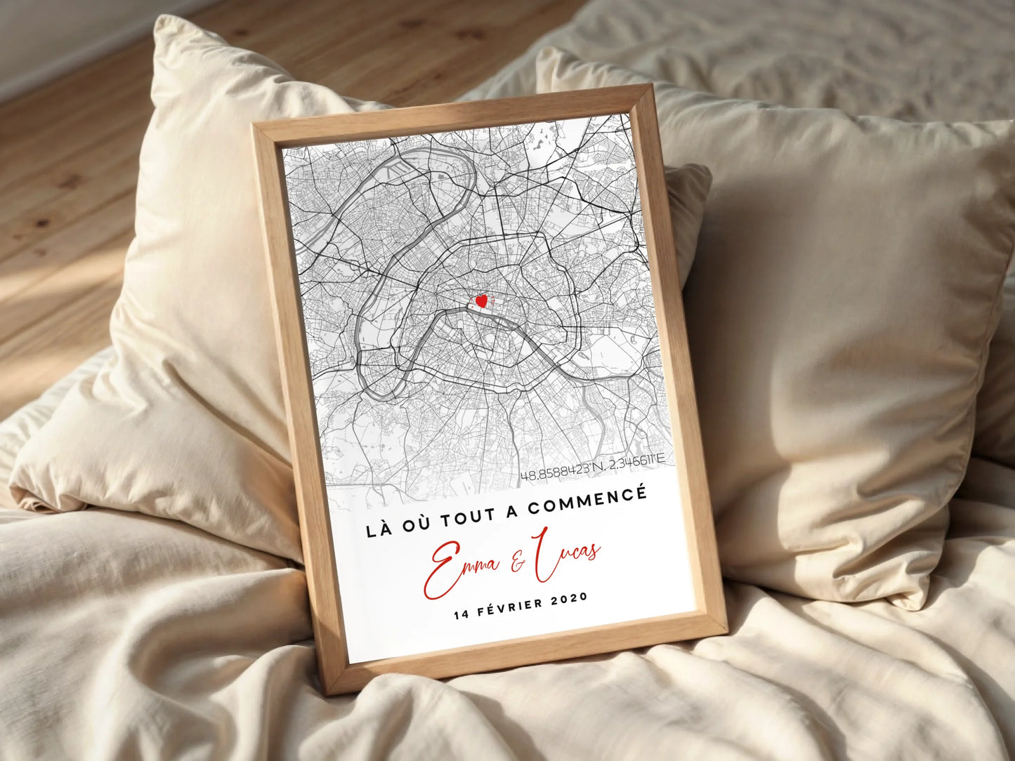 Affiche Couple Personnalisée Lieu de Rencontre - Carte "Là où tout a commencé"