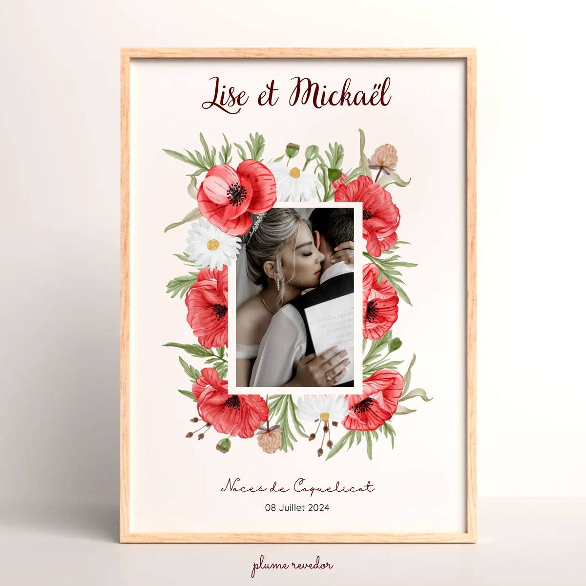 Affiche Personnalisée Noces de coquelicots - Cadeau anniversaire de Mariage