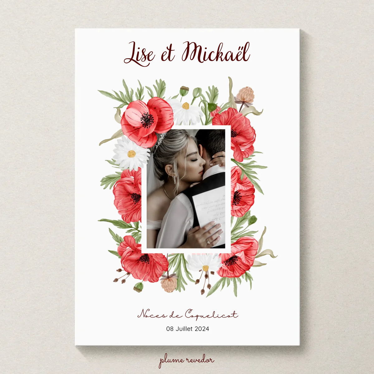 Affiche Personnalisée Noces de coquelicots - Cadeau anniversaire de Mariage