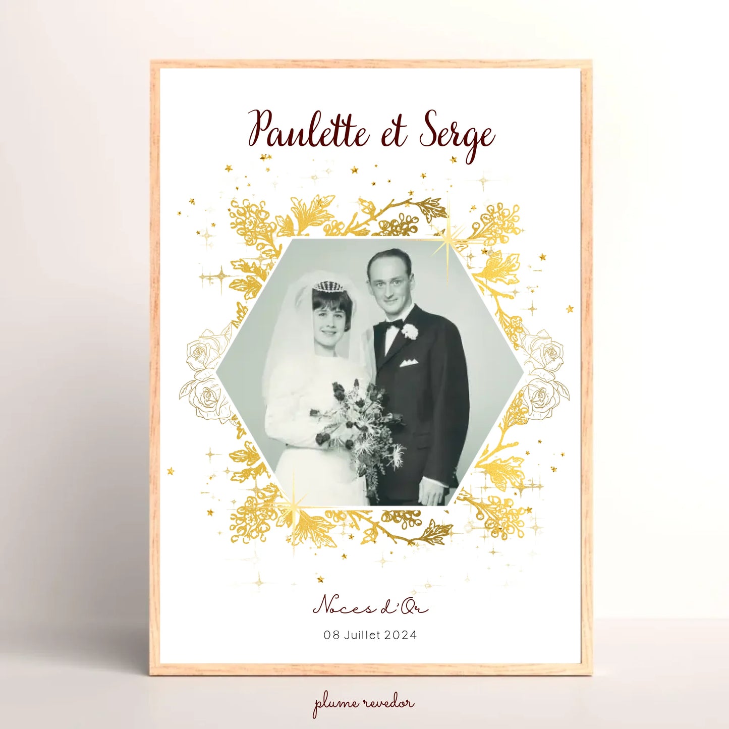 Cadeau Noces d'Or - Affiche Personnalisée 50 Ans de Mariage