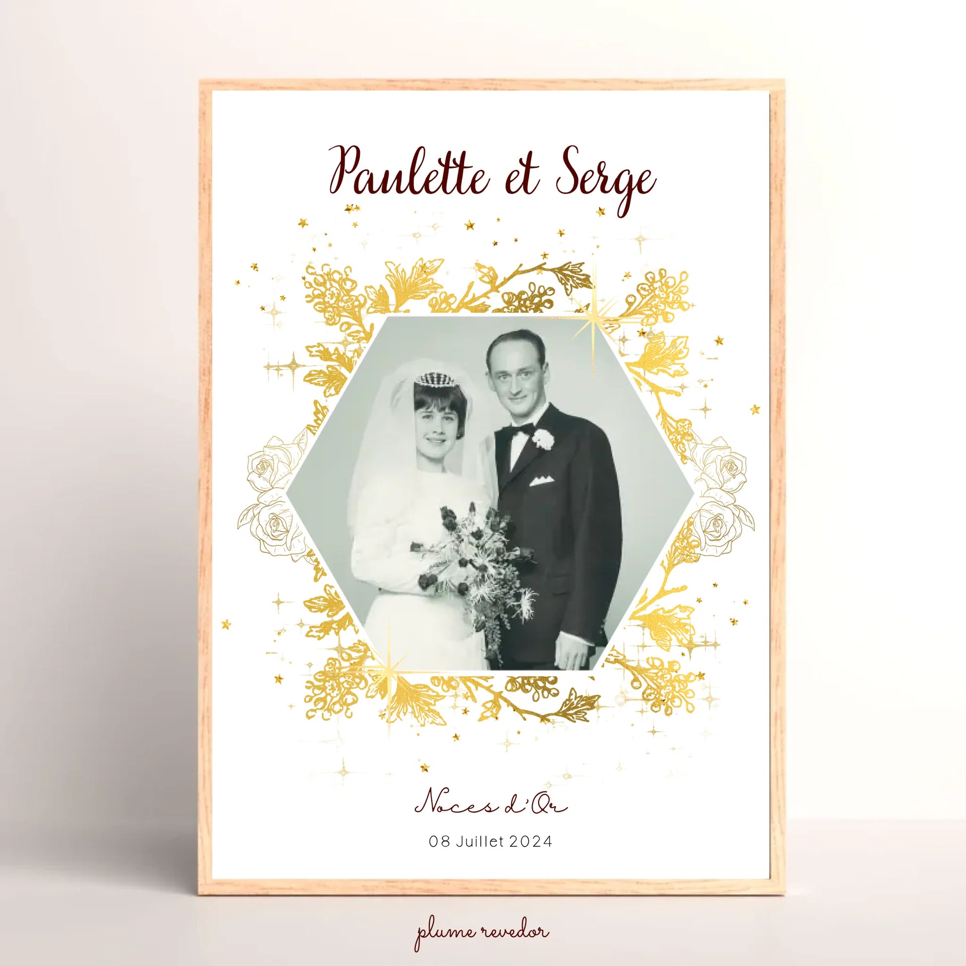 Cadeau Noces d'Or - Affiche Personnalisée 50 Ans de Mariage