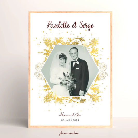 Cadeau Noces d'Or - Affiche Personnalisée 50 Ans de Mariage