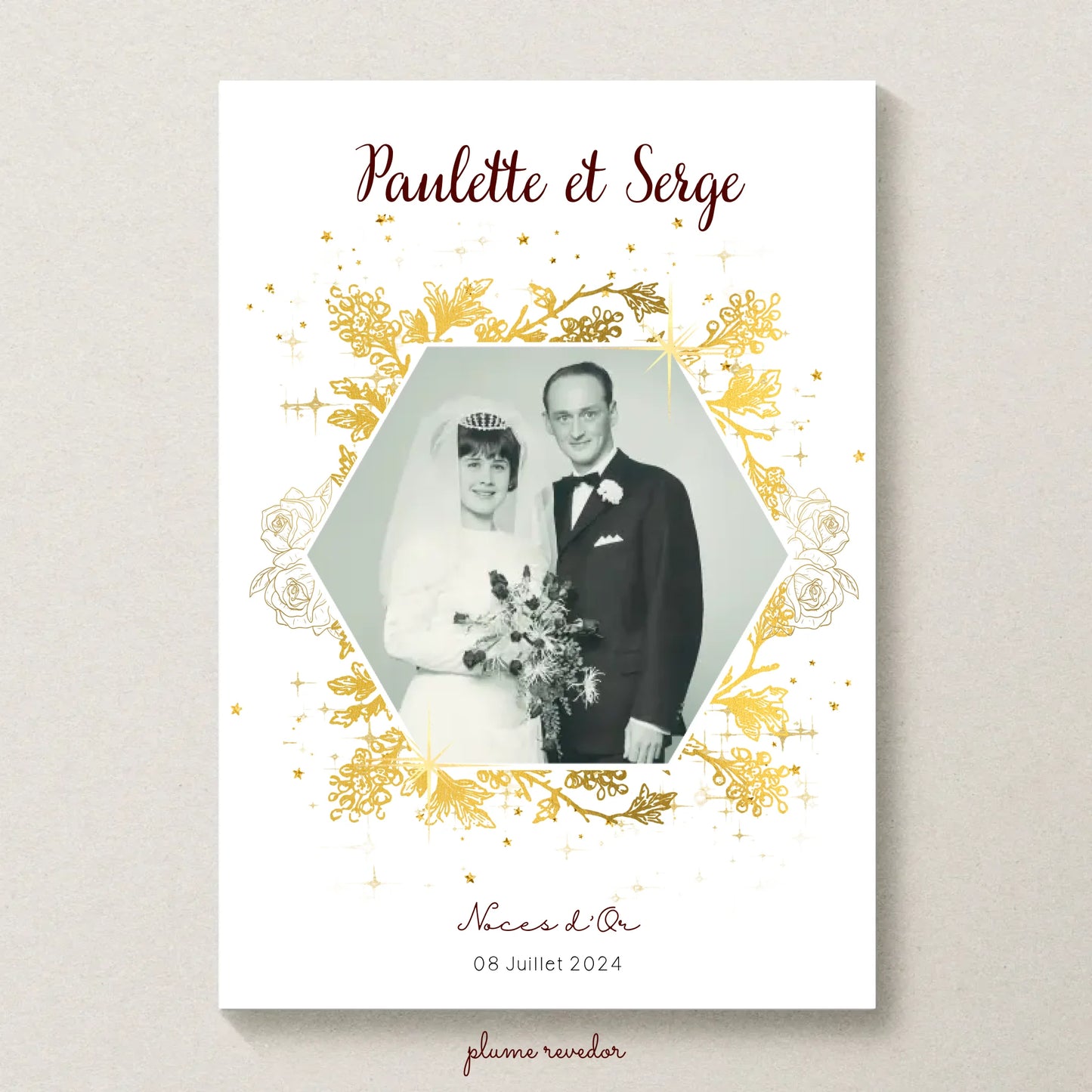 Cadeau Noces d'Or - Affiche Personnalisée 50 Ans de Mariage
