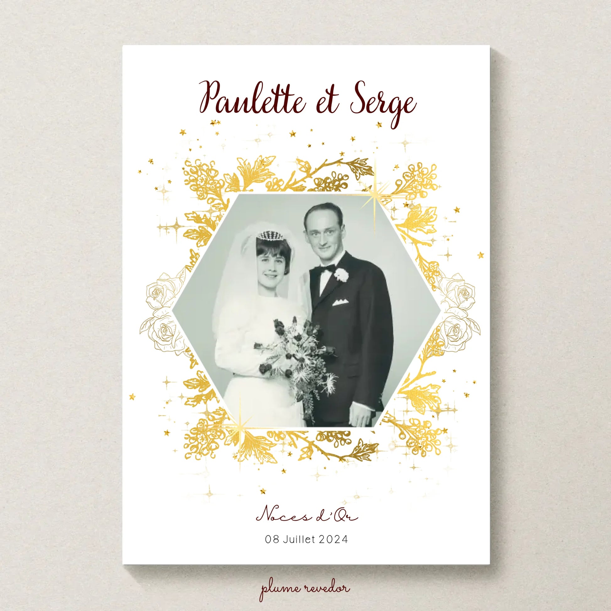 Cadeau Noces d'Or - Affiche Personnalisée 50 Ans de Mariage