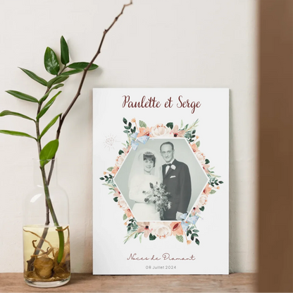 Affiche Personnalisée Noces de Diamant - Cadeau anniversaire de Mariage 