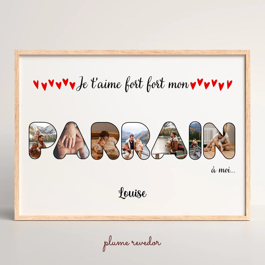 Affiche personnalisée - Mot Parrain avec photos