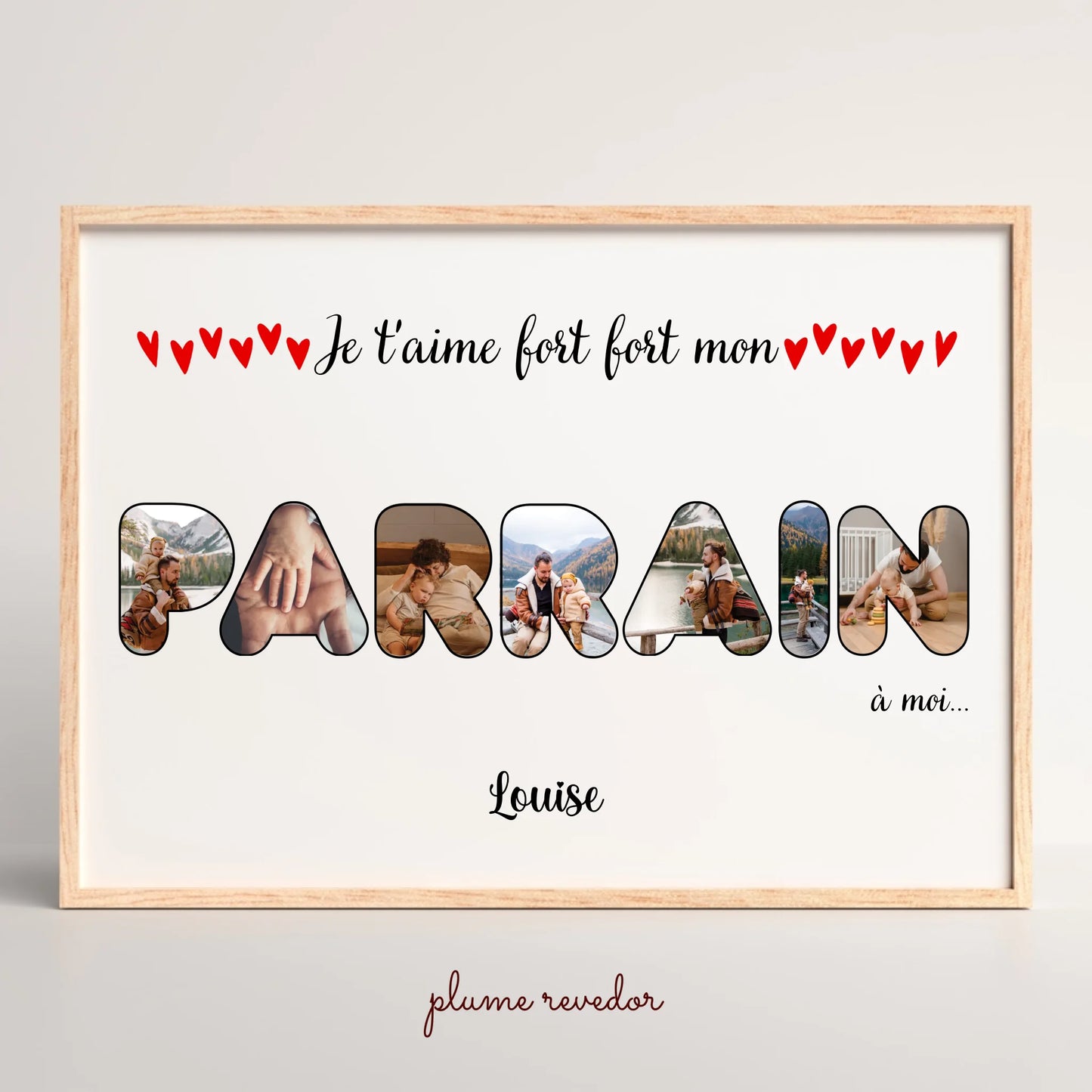 Affiche personnalisée - Mot Parrain avec photos