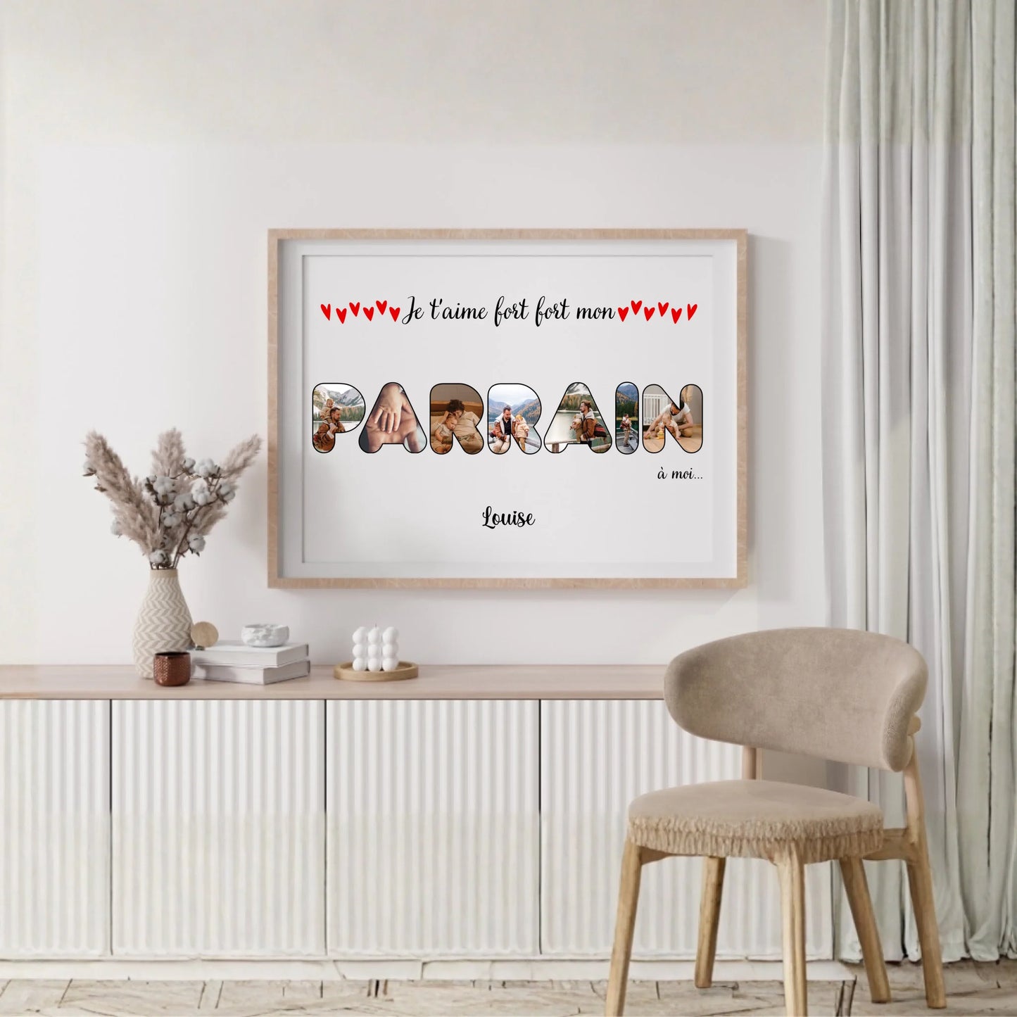 Affiche personnalisée - Mot Parrain avec photos