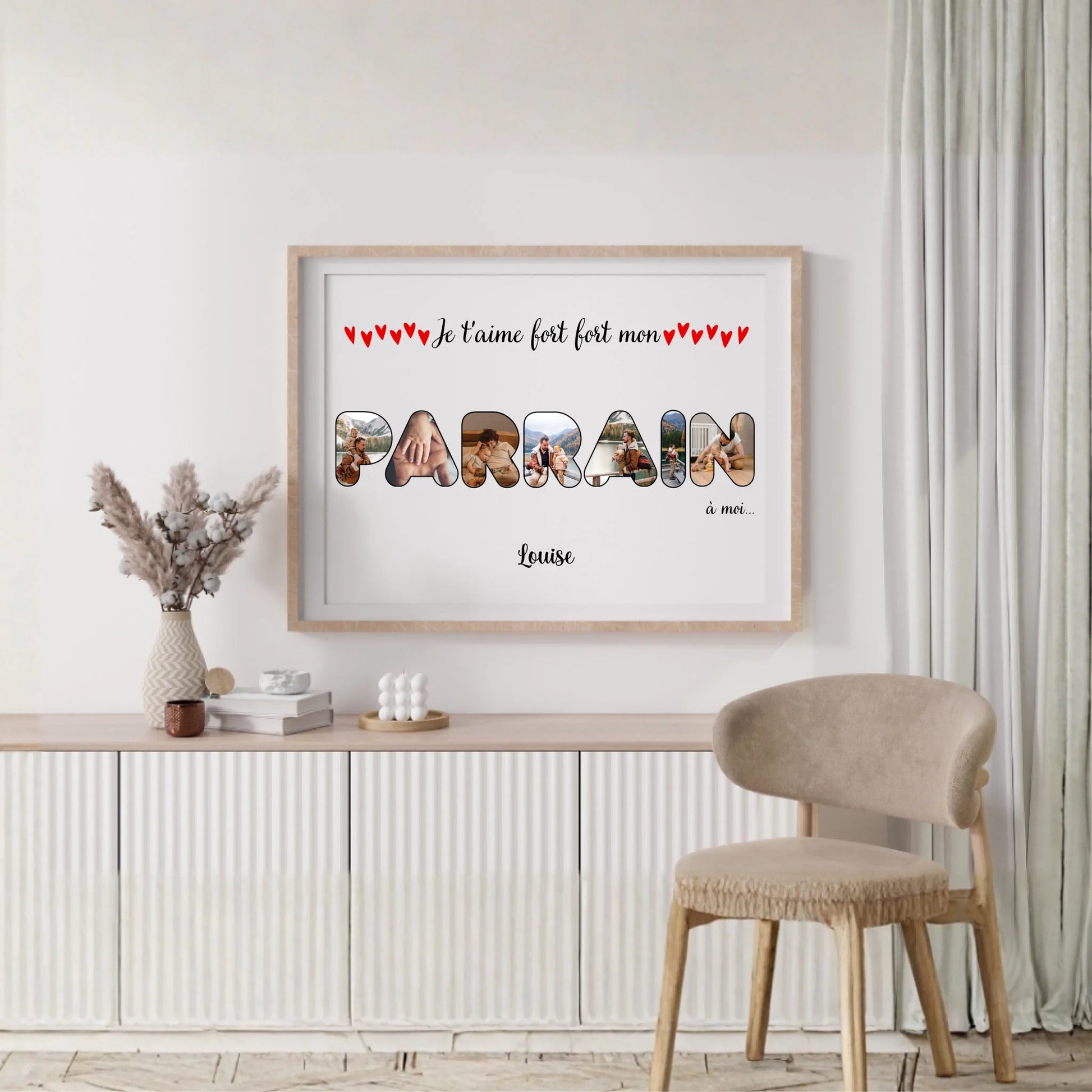 Affiche personnalisée - Mot Parrain avec photos