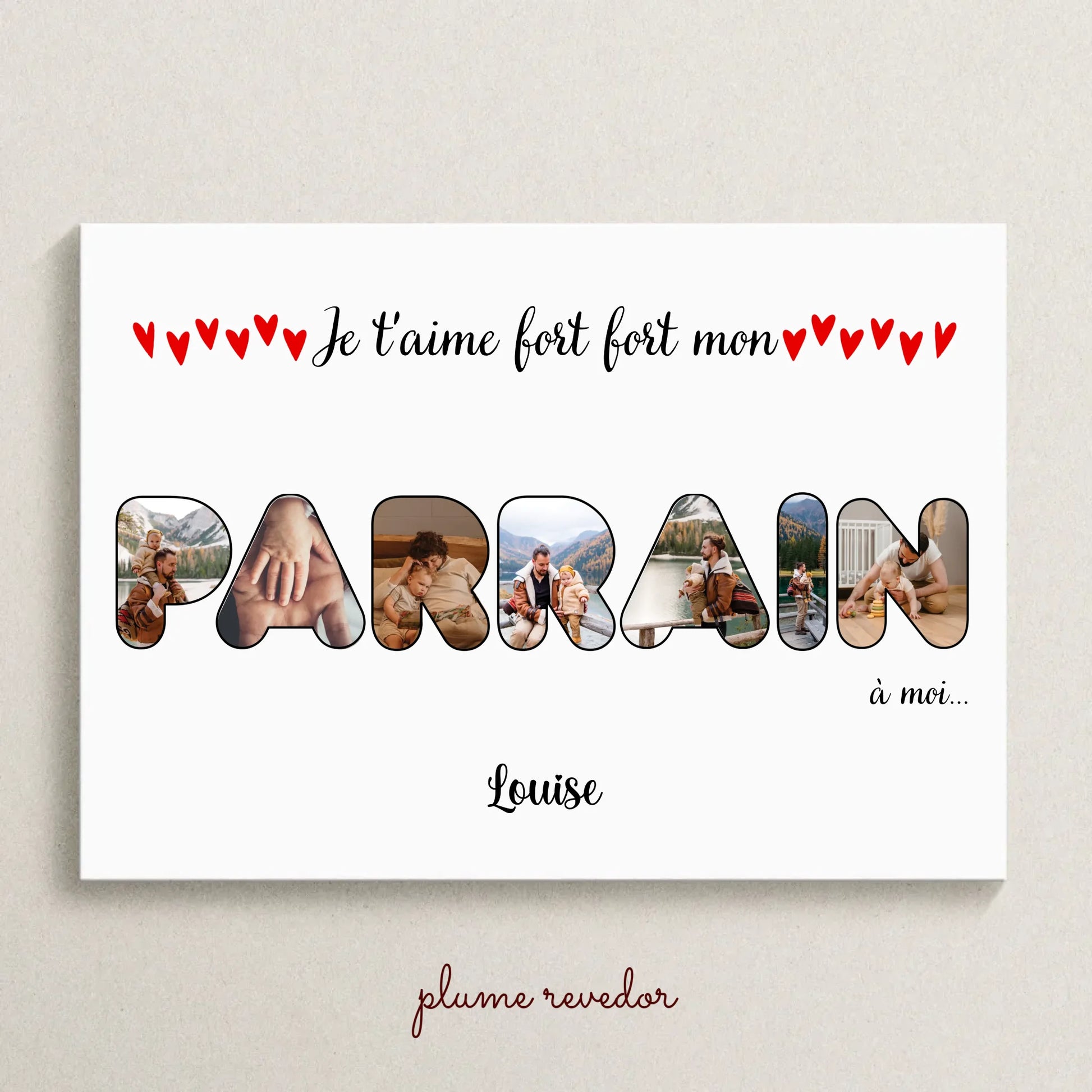 Affiche personnalisée - Mot Parrain avec photos