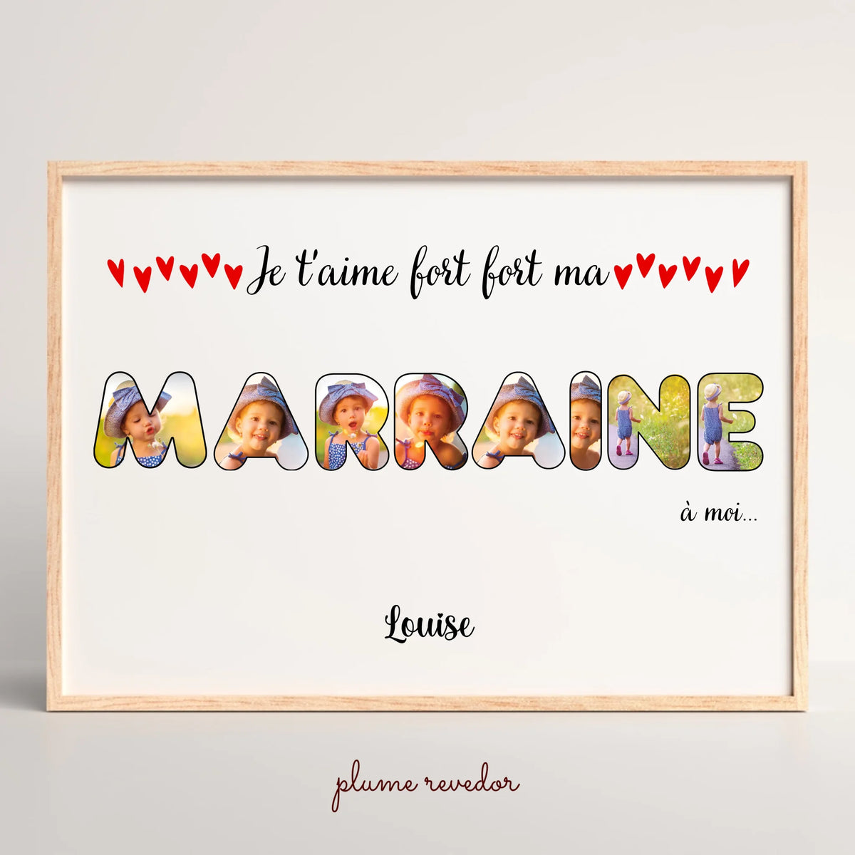 Affiche personnalisée - Mot Marraine avec photos