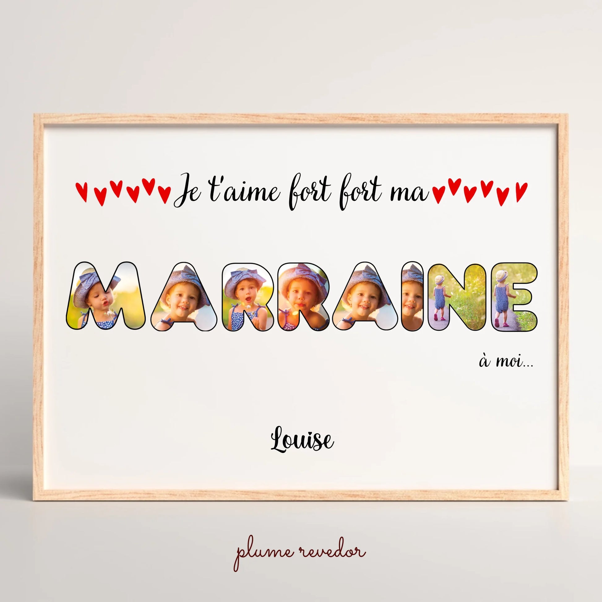 Affiche personnalisée - Mot Marraine avec photos