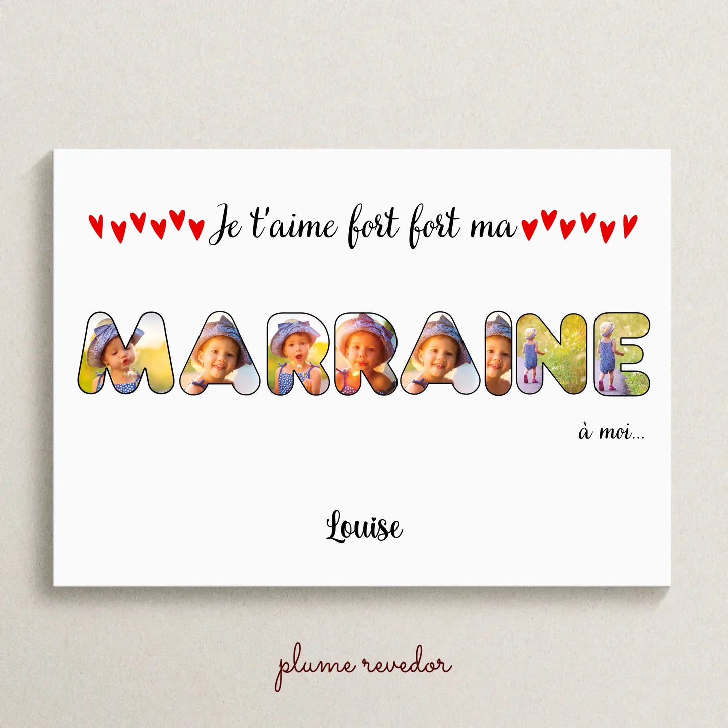 Affiche personnalisée - Mot Marraine avec photos